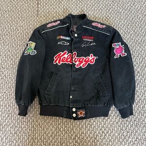 Vintage Kellogg’s NASCAR Racing Jacket Kids L Black Tony The Tiger Embroidered